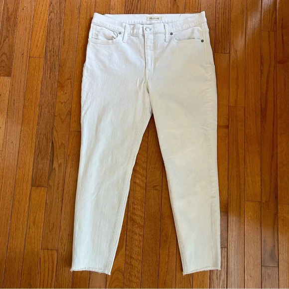 Madewell 9" High Rise Skinny Jeans White Size 31 Raw Hem Style# C1741 - Picture 1 of 12